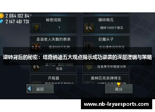 逆转背后的秘密：塔奇纳迪五大观点揭示成功逆袭的深层逻辑与策略