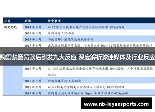 魏震禁赛罚款后引发九大反应 深度解析球迷媒体及行业反应